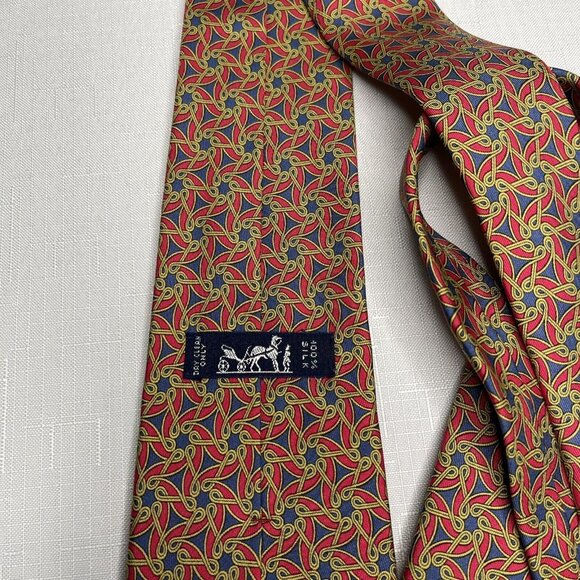 HERMES Blue Red Silk Graphic Neck Tie - Picture 3 of 6